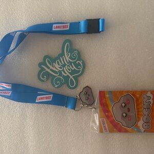 Lanky Box Blue Lanyard with Rock Character